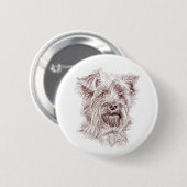 Yorkshire Terrier-tekening Ronde Button 5,7 Cm (Voorkant /achterkant)