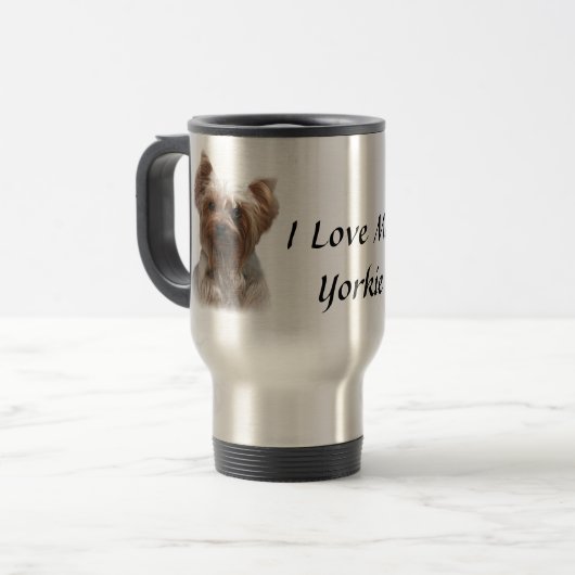 Yorkshire Terrier Travel Mug Reisbeker (Voorkant links)