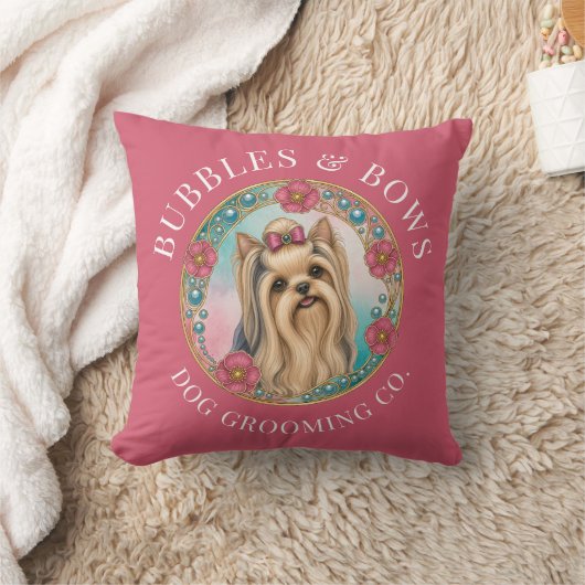 Yorkshire Terrier Trimsalon Kussen | Roze (Deken)
