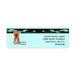 Yorkshire Terrier, Turquoise & Black Design Etiket