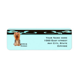 Yorkshire Terrier, Turquoise & Zwart Design Etiket