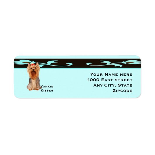Yorkshire Terrier, Turquoise & Zwart Design Etiket (Voorkant)