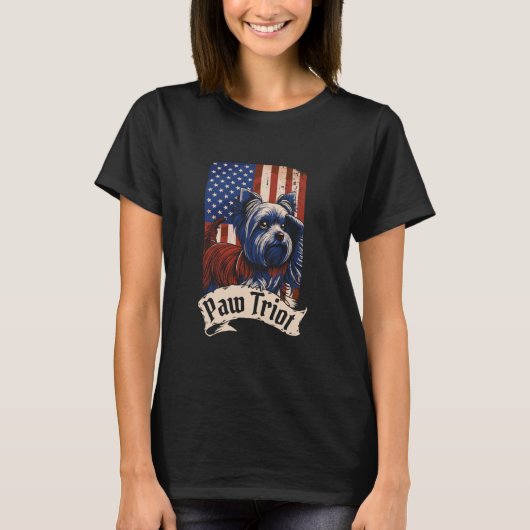Yorkshire Terrier US Flag Hondenras - Pet Yorkie P T-shirt (Voorkant)