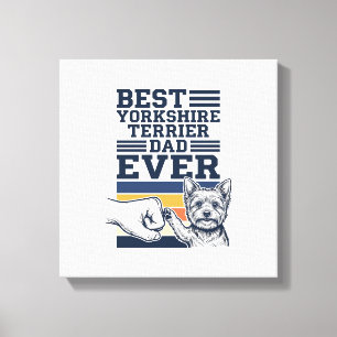 Yorkshire Terrier Vader Vuist Bump Vintage Vector Canvas Afdruk