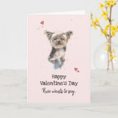 Yorkshire Terrier Valentijn's day Greetings Kaart (Gele Bloem)
