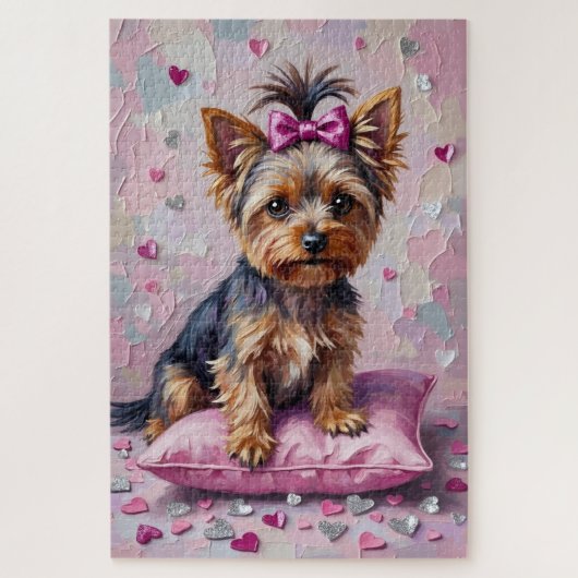 Yorkshire Terrier Valentine's Day Glittering Heart Legpuzzel (Verticaal)