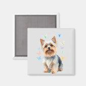 Yorkshire Terrier Vector Schilderen Schattig Fun J Magneet (Voorkant / Achterkant)
