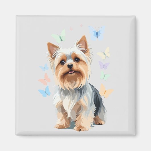 Yorkshire Terrier Vector Schilderen Schattig Fun J Magneet (Voorkant)