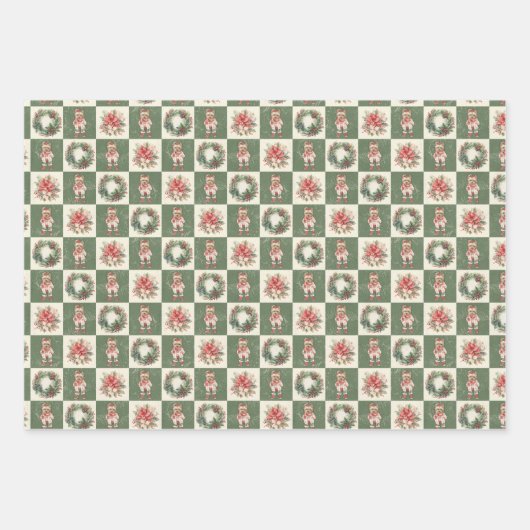 Yorkshire Terrier Vintage Kerstmis Inpakpapier Vel (Voorkant)