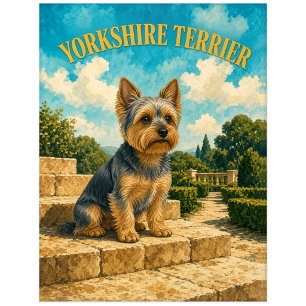 Yorkshire Terrier, Vintage Watercolor Honden Kunst Briefkaart
