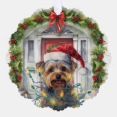 Yorkshire Terrier Voordeur Kerst Ornament Kaart (Voorkant)