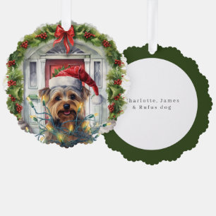 Yorkshire Terrier Voordeur Kerst Ornament Kaart