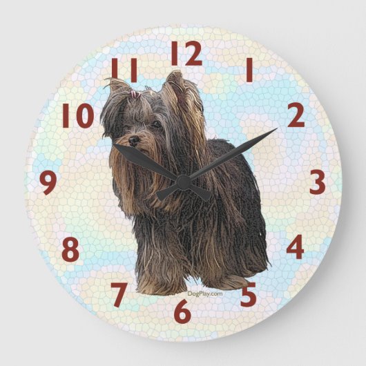 Yorkshire Terrier Wall Clock Grote Klok (Voorkant)