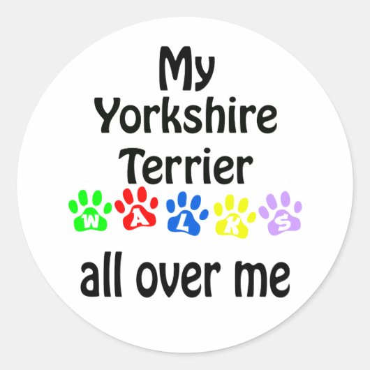 Yorkshire Terrier wandelingen ontwerp Ronde Sticker (Voorkant)