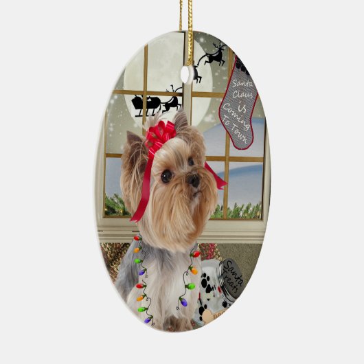 Yorkshire Terrier Watching for Santa Ornament (Rechts)
