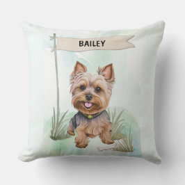 Yorkshire Terrier Watercolor Personalized Dog Kussen