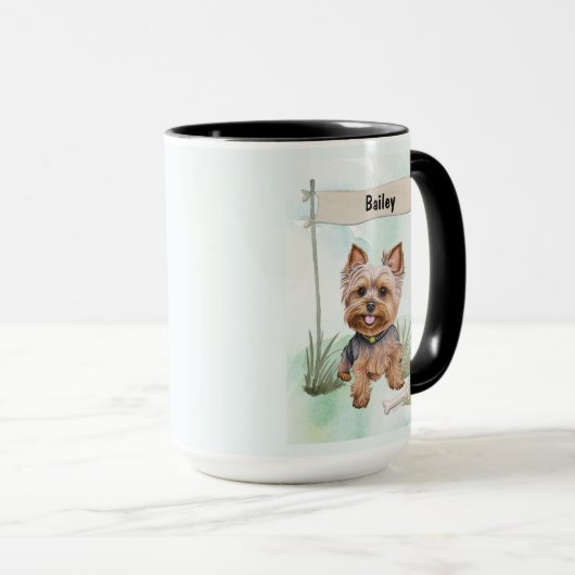 Yorkshire Terrier Watercolor Personalized Dog Mok (Voorkant rechts)