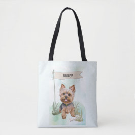 Yorkshire Terrier Watercolor Personalized Dog Tote Bag