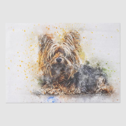 Yorkshire Terrier Waterverf Decoupage Tissuepapier (Voorkant)