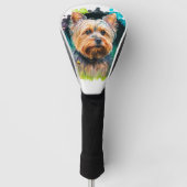 Yorkshire Terrier Waterverf Driver Golfheadcover (Voorkant)