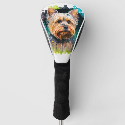 Yorkshire Terrier Waterverf Driver Golfheadcover (Voorkant)