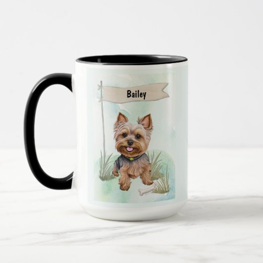 Yorkshire Terrier Waterverf Gepersonaliseerde Hond Mok (Links)