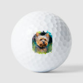 Yorkshire Terrier Waterverf Golfballen (Voorkant)