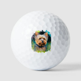 Yorkshire Terrier Waterverf Golfballen