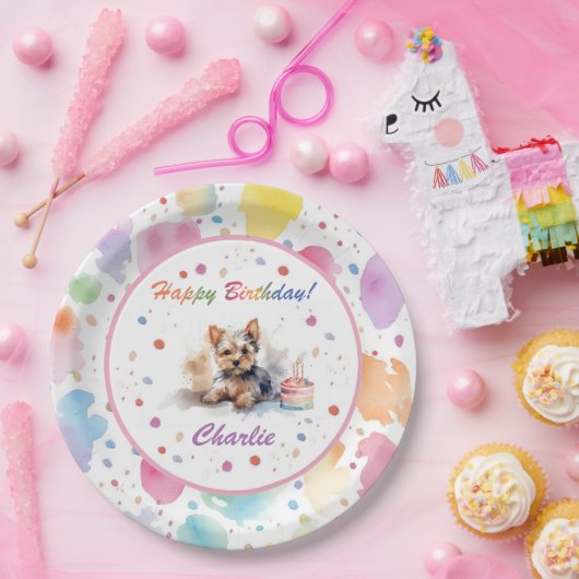 Yorkshire Terrier Waterverf Papier Bord (Feest)