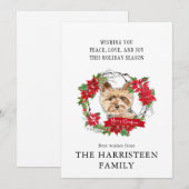Yorkshire Terrier Waterverf Poinsettia Kerst Feestdagenkaart (Voorkant / Achterkant)