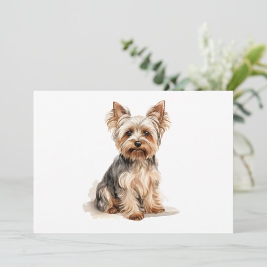 Yorkshire Terrier waterverf print Yorkie hondenkun Aankondiging (Staand voorkant)