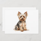 Yorkshire Terrier waterverf print Yorkie hondenkun Aankondiging (Voorkant / Achterkant)