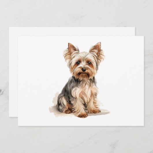 Yorkshire Terrier waterverf print Yorkie hondenkun Aankondiging (Voorkant / Achterkant)
