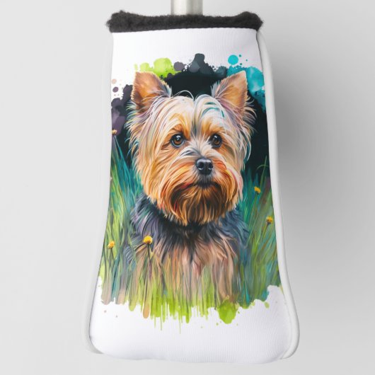 Yorkshire Terrier Waterverf Putter Golfheadcover (Draai 90)