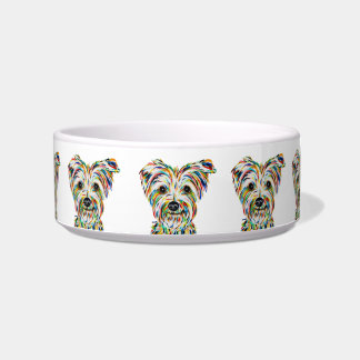 Yorkshire Terrier White Bowl Voerbakje