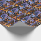 Yorkshire Terrier With Christmas Lights Holiday Cadeaupapier (Hoek)