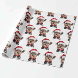 Yorkshire Terrier with Santa Hat Cadeaupapier