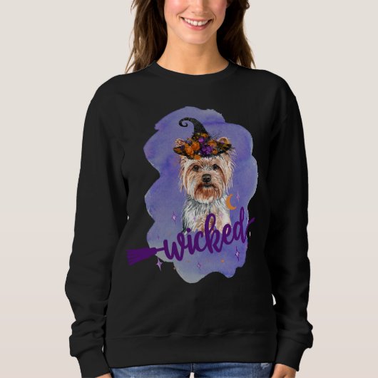 Yorkshire Terrier Wyed Witch Paars Trui (Voorkant)