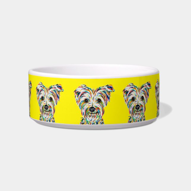 Yorkshire Terrier Yellow Bowl Voerbakje (Voorkant)