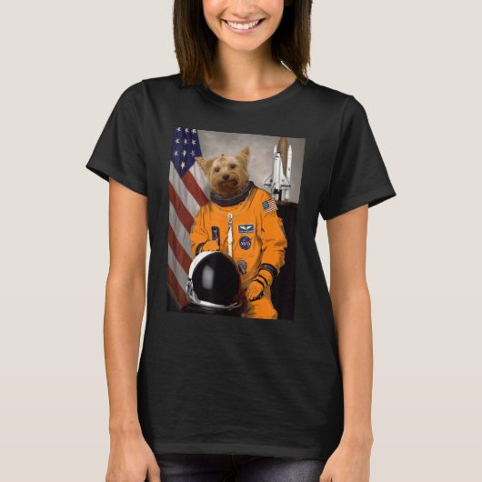 Yorkshire Terrier Yorkie Astronaut Trots Patriotti T-shirt (Voorkant)