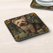 Yorkshire Terrier Yorkie Dog  Bloemen Bier Onderzetter (Linkerzijde)