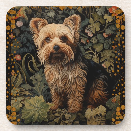 Yorkshire Terrier Yorkie Dog  Bloemen Bier Onderzetter (Voorkant)