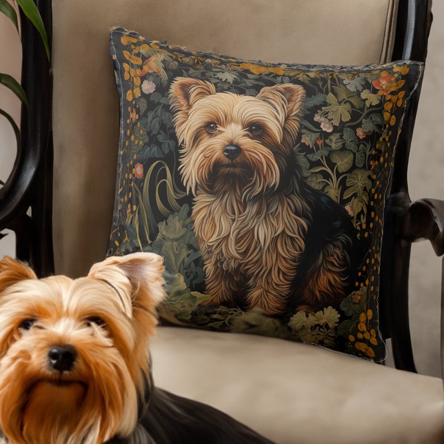 Yorkshire Terrier Yorkie Dog  Bloemen Kussen (Creator heeft geüpload)