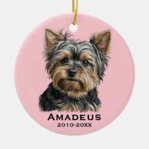 Yorkshire Terrier Yorkie Dog Pink Keepomwille Memo Keramisch Ornament