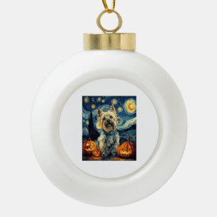 Yorkshire terrier Yorkie Hond van gogh sterrennach Keramische Bal Ornament