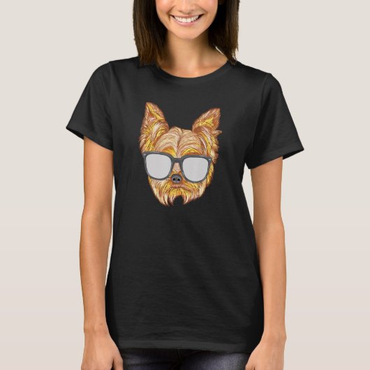 Yorkshire Terrier Yorkie Hondenzonnebril T-shirt (Voorkant)