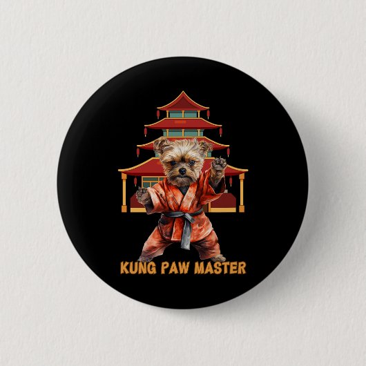 Yorkshire Terrier Yorkie Karate Martial Arts Funny Ronde Button 5,7 Cm (Voorkant)