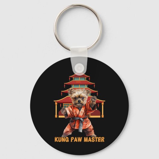 Yorkshire Terrier Yorkie Karate Martial Arts Funny Sleutelhanger (Voorkant)