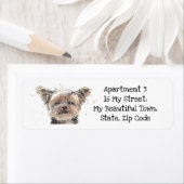 Yorkshire Terrier, Yorkie speckle waterverf dog Etiket (Insitu)