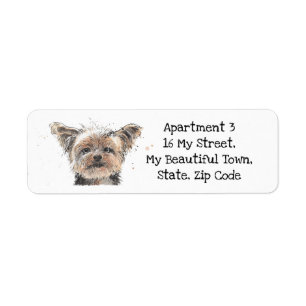 Yorkshire Terrier, Yorkie speckle waterverf dog Etiket